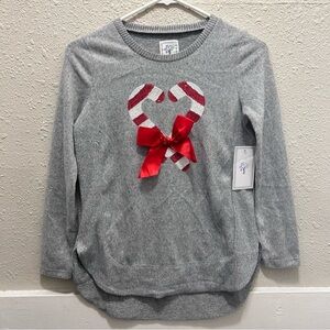 Colortree Candy Cane Heart Long Sleeve Top NWT